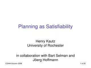 Planning as Satisfiability
