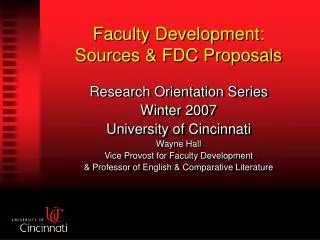 Faculty Development: Sources &amp; FDC Proposals