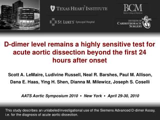 D-dimer level remains a highly sensitive test for acute aortic dissection beyond the first 24 hours after onset