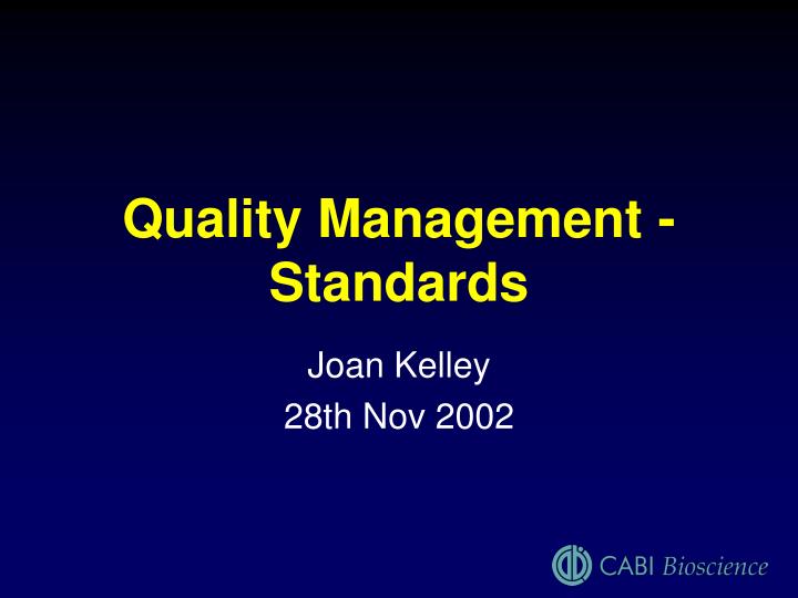 quality management standards