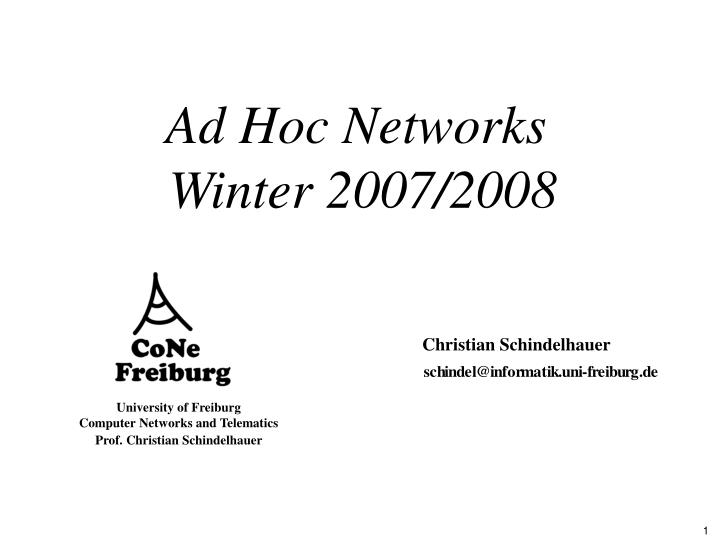 ad hoc networks winter 2007 2008
