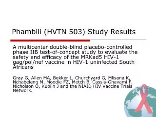 Phambili (HVTN 503) Study Results