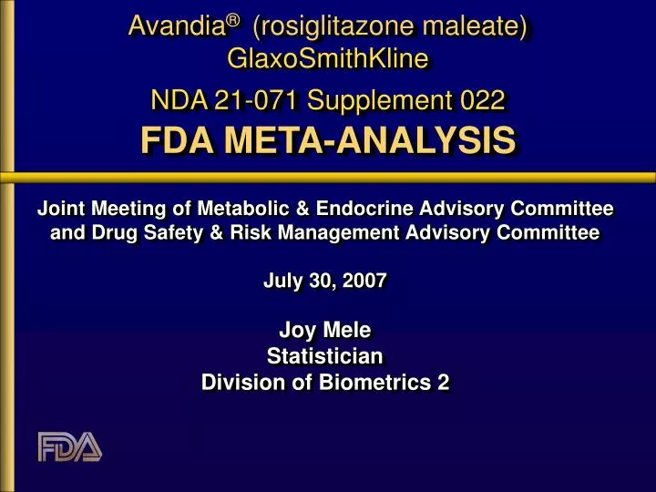 avandia rosiglitazone maleate glaxosmithkline nda 21 071 supplement 022 fda meta analysis