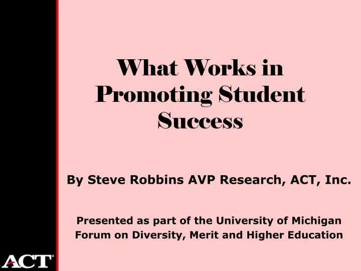 what works in promoting student success