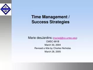 Time Management / Success Strategies