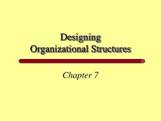 Designing Organizational Structures