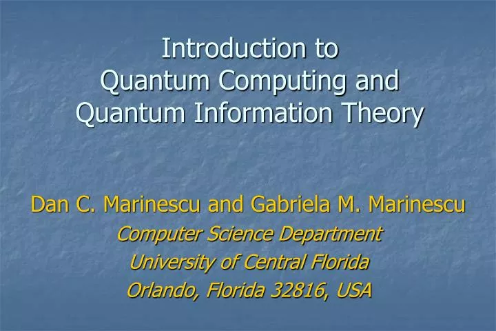 introduction to quantum computing and quantum information theory