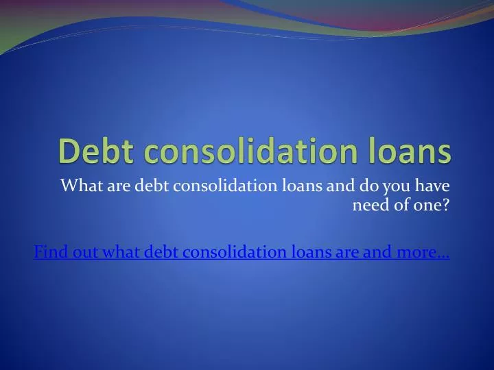 debt consolidation loans