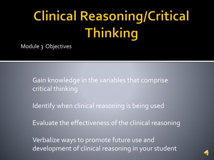 clinical reasoning critical thinking