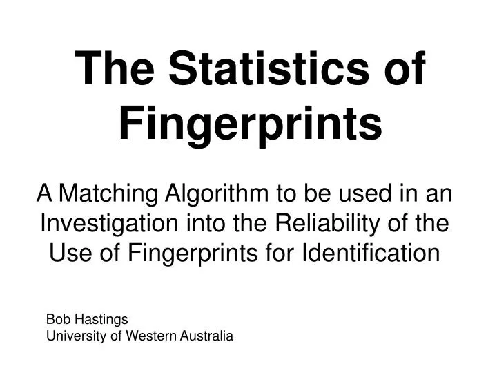 the statistics of fingerprints