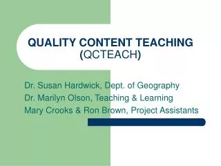QUALITY CONTENT TEACHING ( QCTEACH )