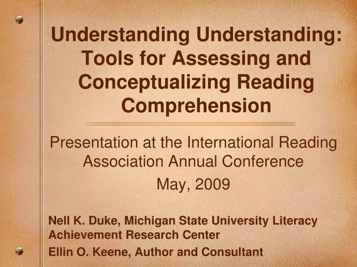 understanding understanding tools for assessing and conceptualizing reading comprehension