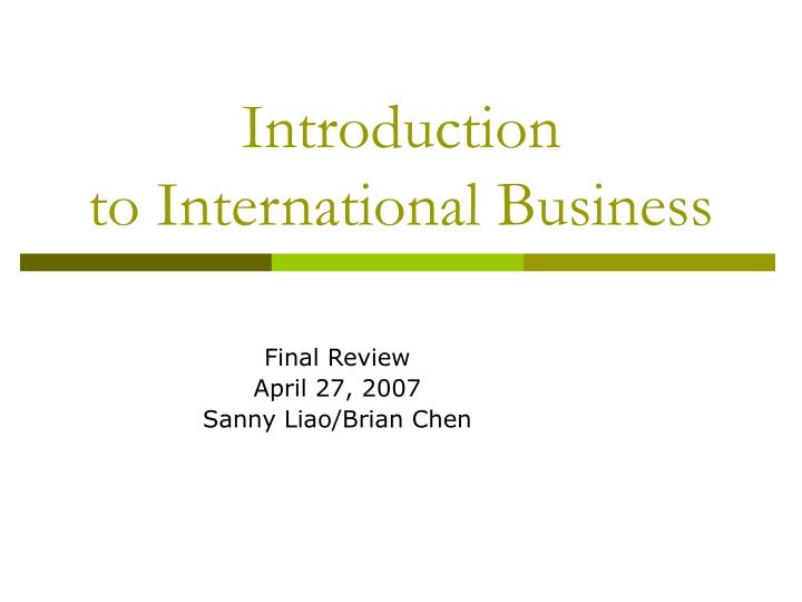 introduction to international business