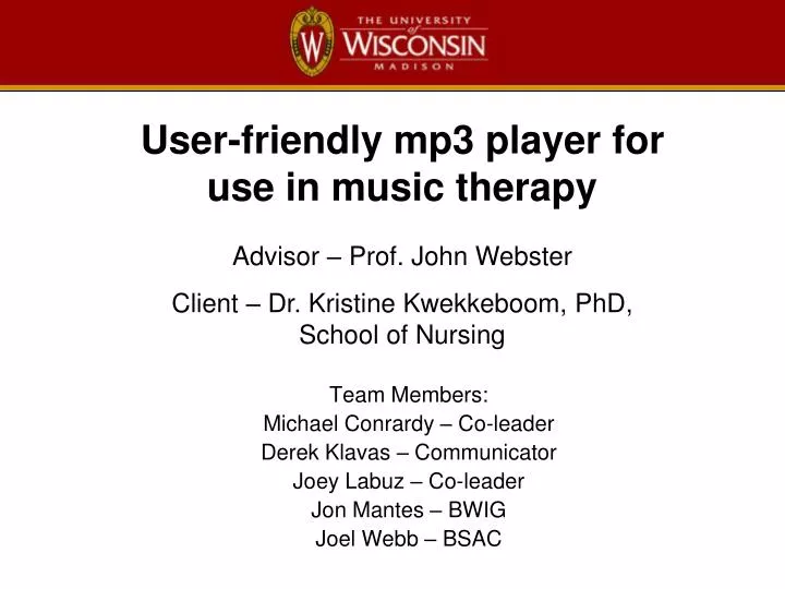 user friendly mp3 player for use in music therapy