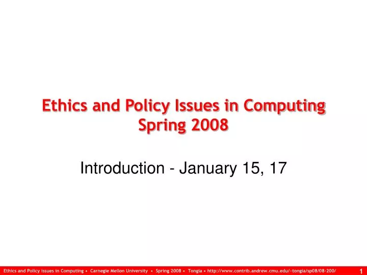 ethics and policy issues in computing spring 2008