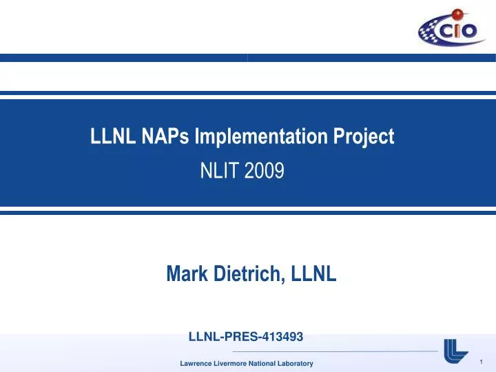 llnl naps implementation project nlit 2009