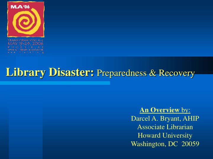 library disaster preparedness recovery