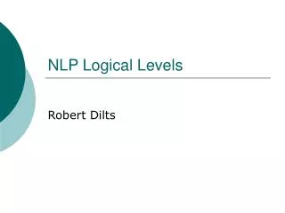 NLP Logical Levels
