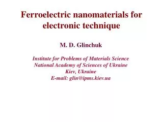 Ferroelectric nanomaterials for electronic technique