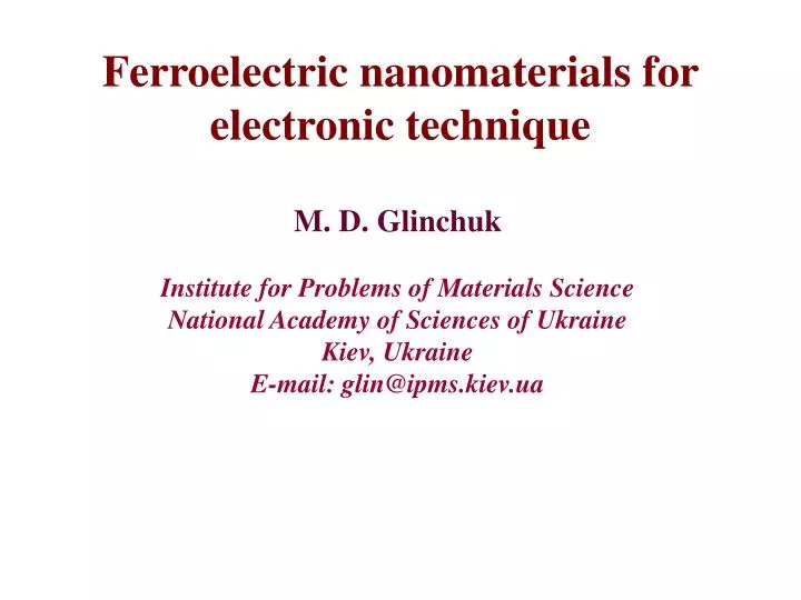 ferroelectric nanomaterials for electronic technique