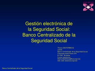 Gestión electrónica de la Seguridad Social: Banco Centralizado de la Seguridad Social