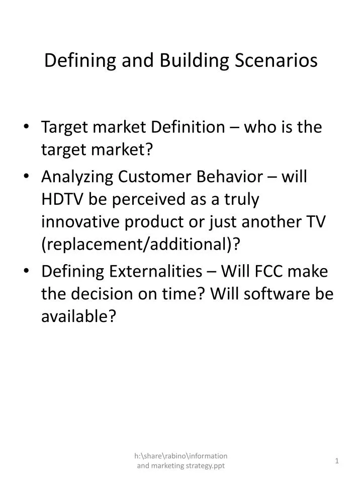 defining and building scenarios