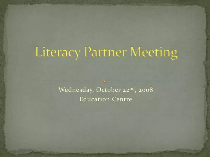 literacy partner meeting
