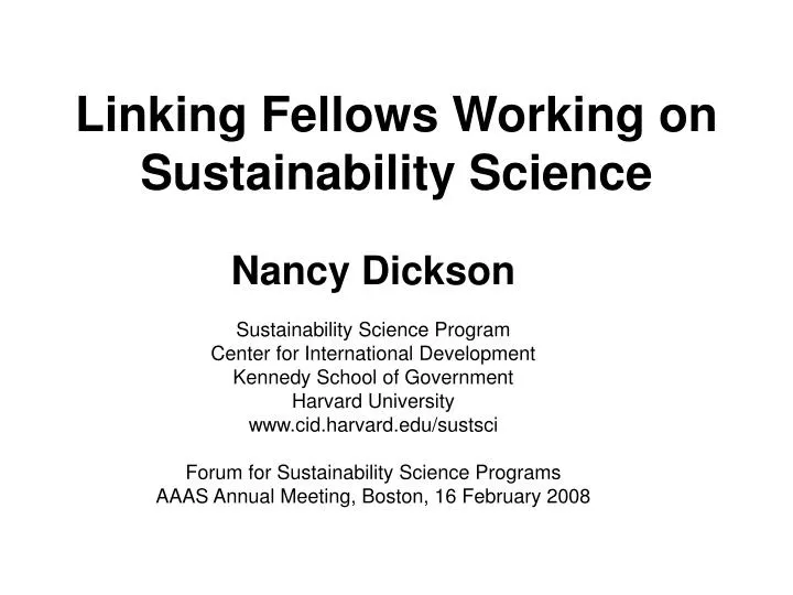 linking fellows working on sustainability science