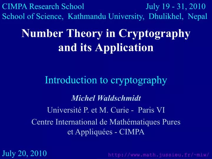 number theory in cryptography and its application