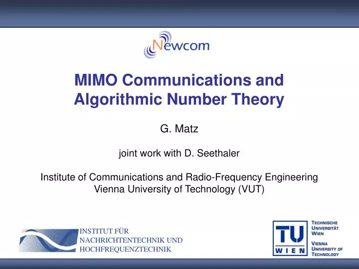 mimo communications and algorithmic number theory