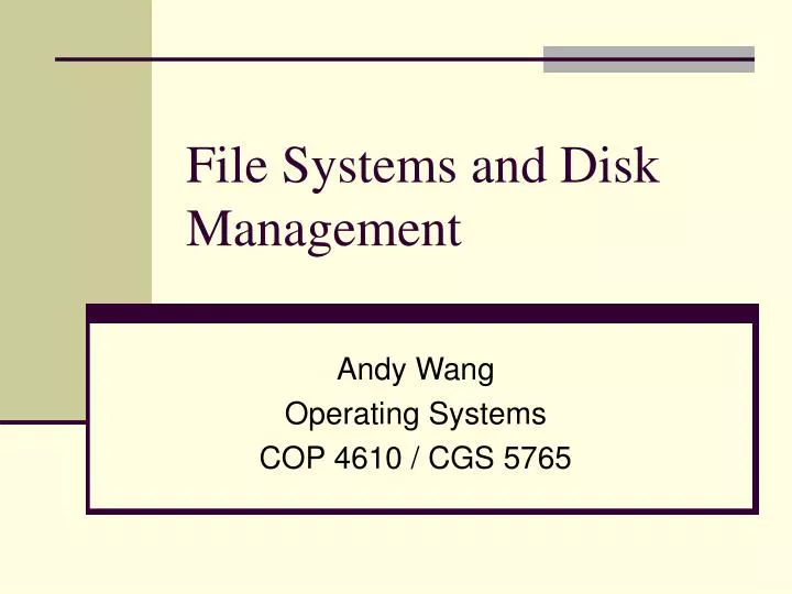 file systems and disk management