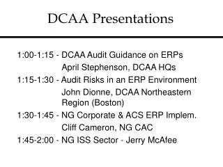 DCAA Presentations