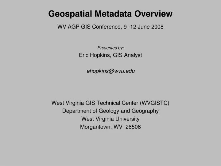 geospatial metadata overview