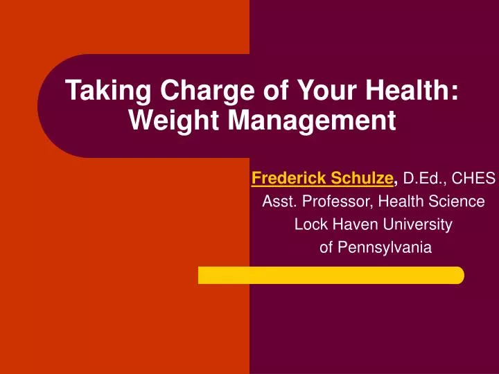 taking charge of your health weight management