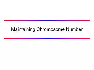 Maintaining Chromosome Number
