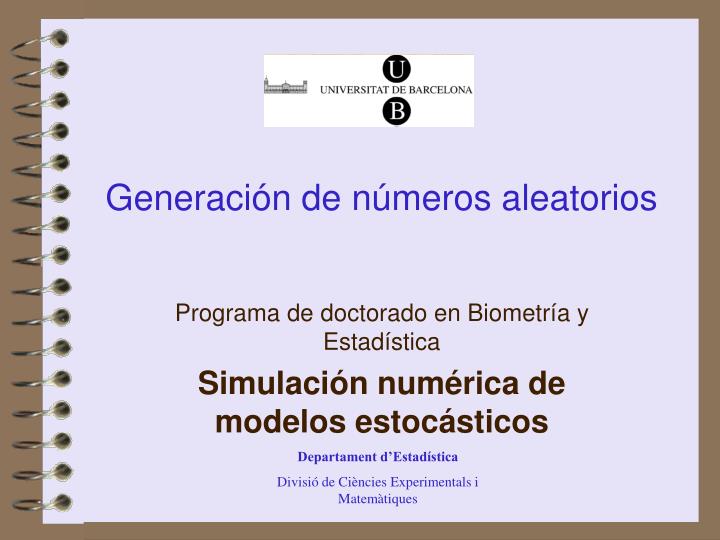 generaci n de n meros aleatorios