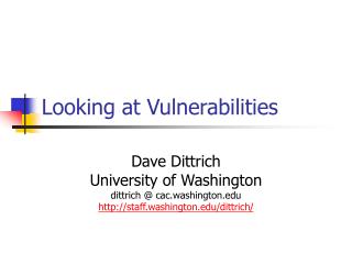 Looking at Vulnerabilities