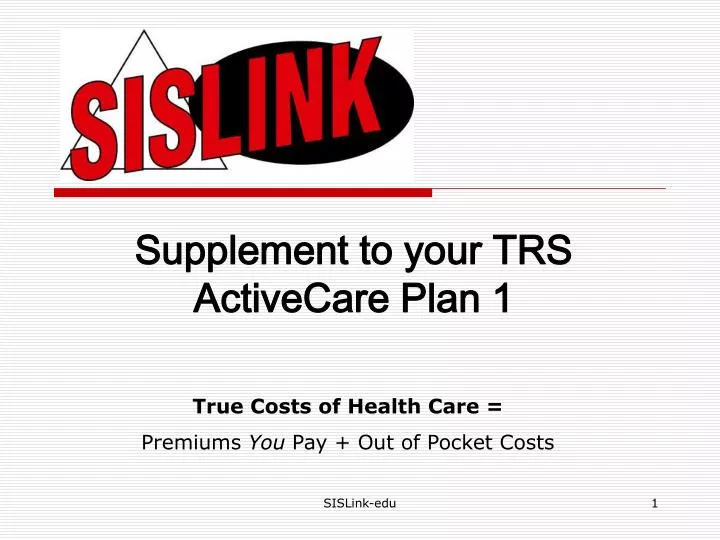 supplement to your trs activecare plan 1