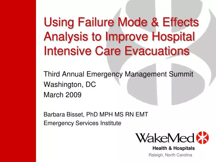 using failure mode effects analysis to improve hospital intensive care evacuations