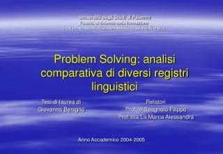 Problem Solving: analisi comparativa di diversi registri linguistici
