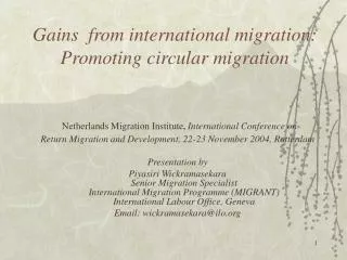 Gains from international migration: Promoting circular migration