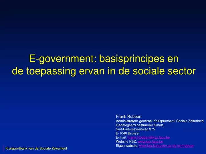 e government basisprincipes en de toepassing ervan in de sociale sector