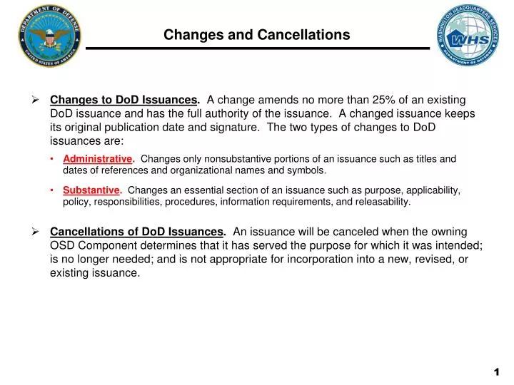 changes and cancellations
