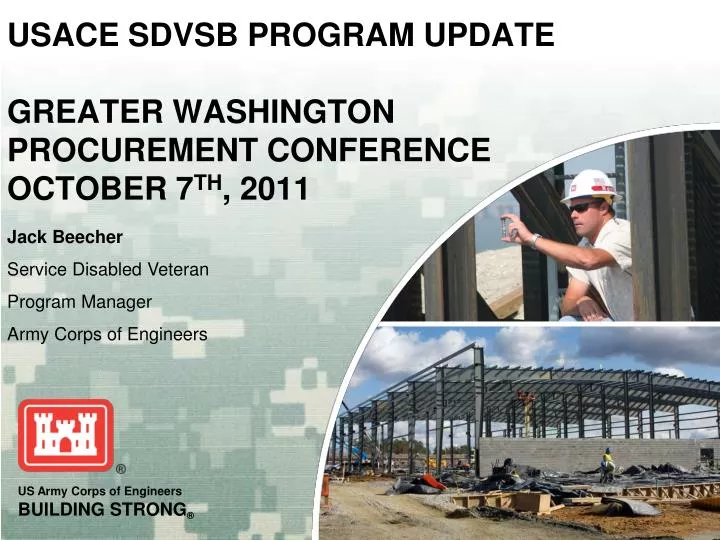 usace sdvsb program update greater washington procurement conference october 7 th 2011