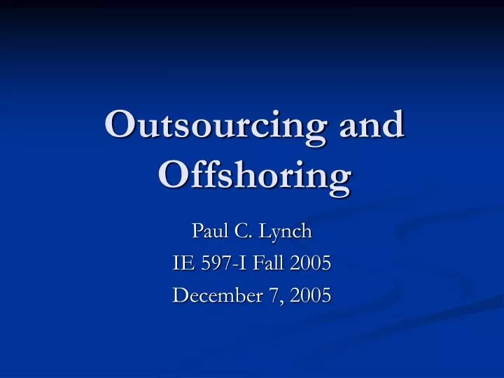 outsourcing and offshoring