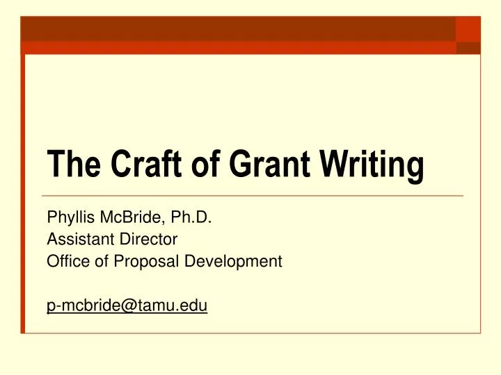 the craft of grant writing