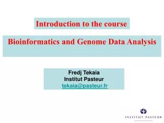 Bioinformatics and Genome Data Analysis