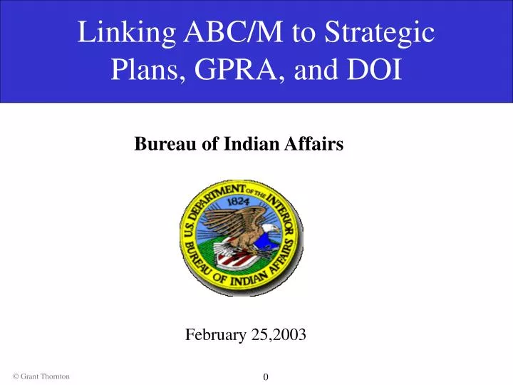 linking abc m to strategic plans gpra and doi