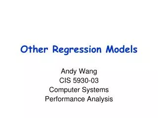 Other Regression Models