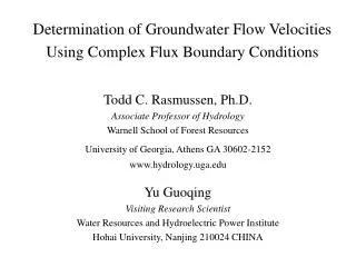 Determination of Groundwater Flow Velocities Using Complex Flux Boundary Conditions